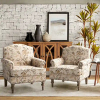 Fauteuil Yahweh Farmhouse avec têtes de clous et accoudoirs roulés par HULALA HOME (Lot de 2)