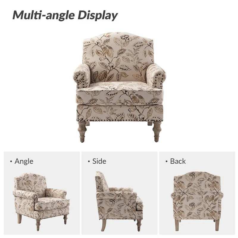 Fauteuil Yahweh Farmhouse avec têtes de clous et accoudoirs roulés par HULALA HOME (Lot de 2)