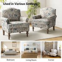 Fauteuil Yahweh Farmhouse avec têtes de clous et accoudoirs roulés par HULALA HOME (Lot de 2)