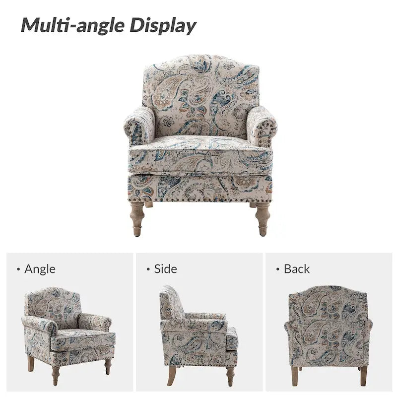 Fauteuil Yahweh Farmhouse avec têtes de clous et accoudoirs roulés par HULALA HOME (Lot de 2)