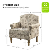 Fauteuil Yahweh Farmhouse avec têtes de clous et accoudoirs roulés par HULALA HOME (Lot de 2)