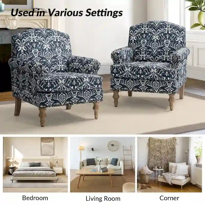 Fauteuil Yahweh Farmhouse avec têtes de clous et accoudoirs roulés par HULALA HOME (Lot de 2)