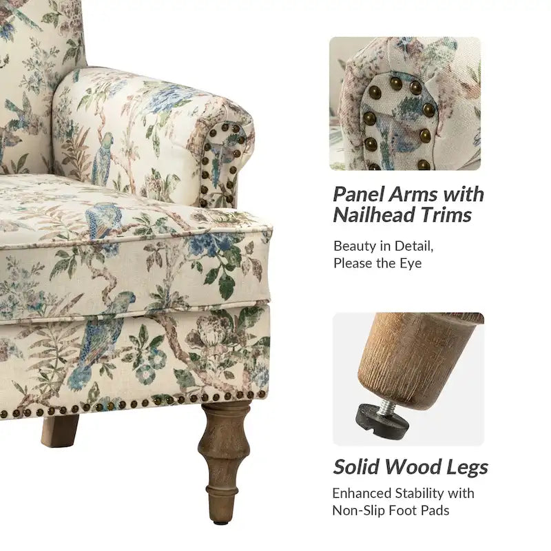 Fauteuil Yahweh Farmhouse avec têtes de clous et accoudoirs roulés par HULALA HOME (Lot de 2)