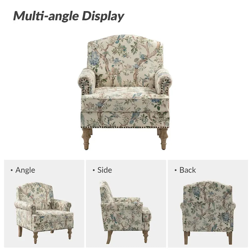 Fauteuil Yahweh Farmhouse avec têtes de clous et accoudoirs roulés par HULALA HOME (Lot de 2)