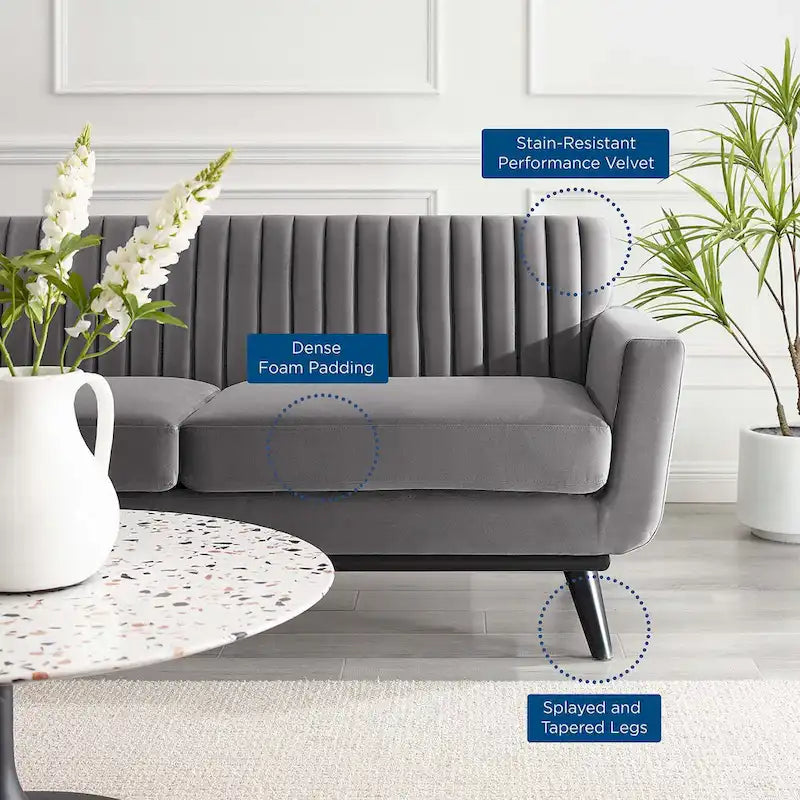 Causeuse en velours performance capitonné Engage Channel