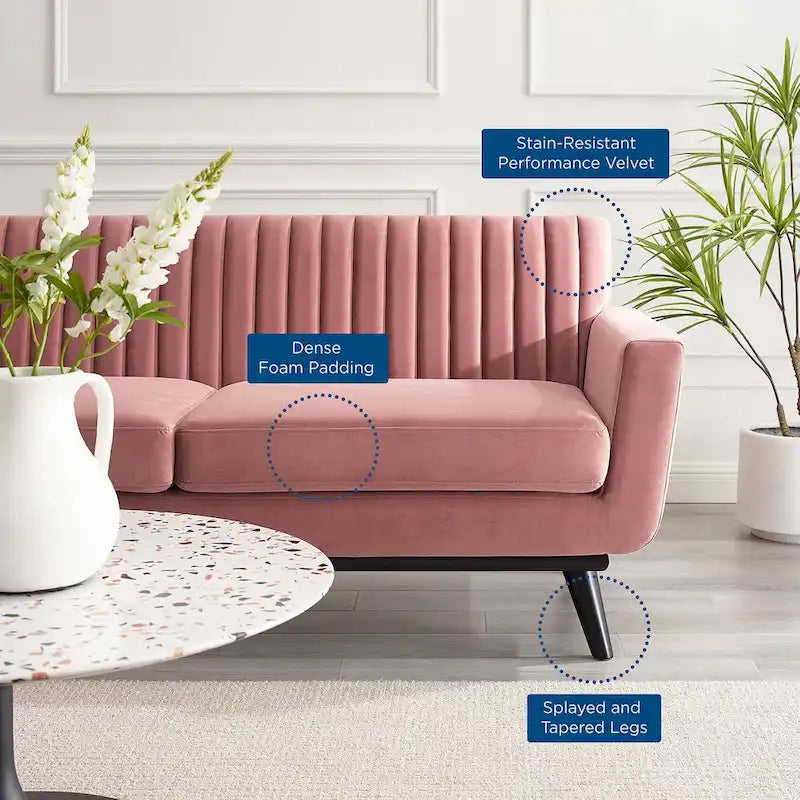 Causeuse en velours performance capitonné Engage Channel