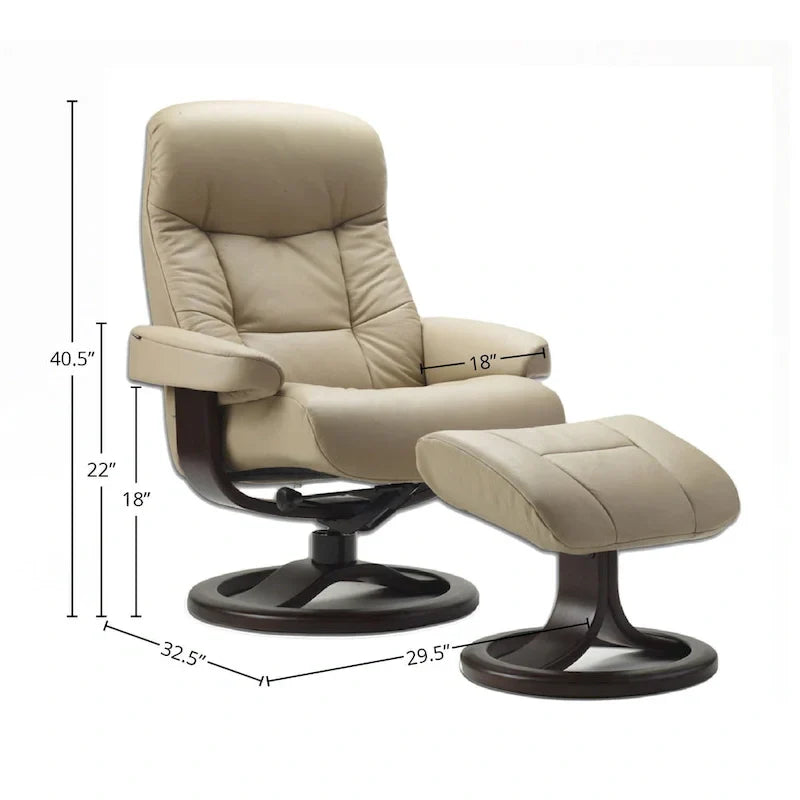 Fauteuil Inclinable et Pouf Fjords Muldal en Cuir