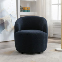 Fauteuil pivotant en tissu bouclette avec anneau en métal thermolaqué