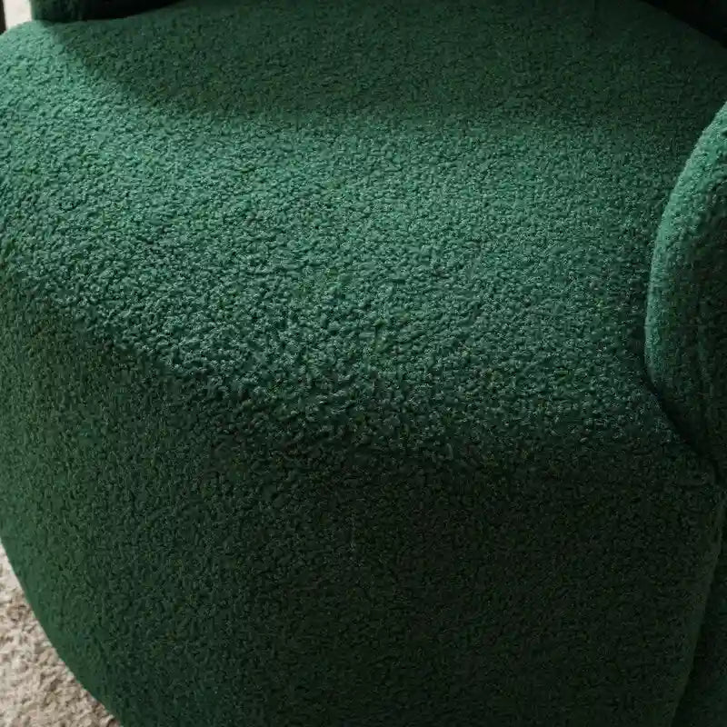 Fauteuil pivotant en tissu bouclette avec anneau en métal thermolaqué