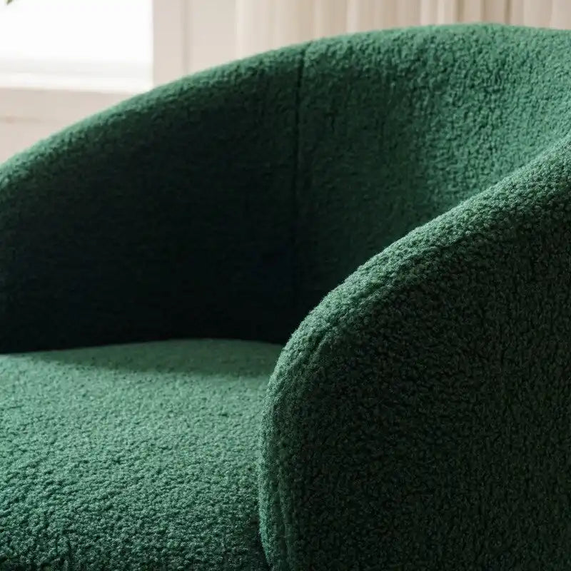 Fauteuil pivotant en tissu bouclette avec anneau en métal thermolaqué