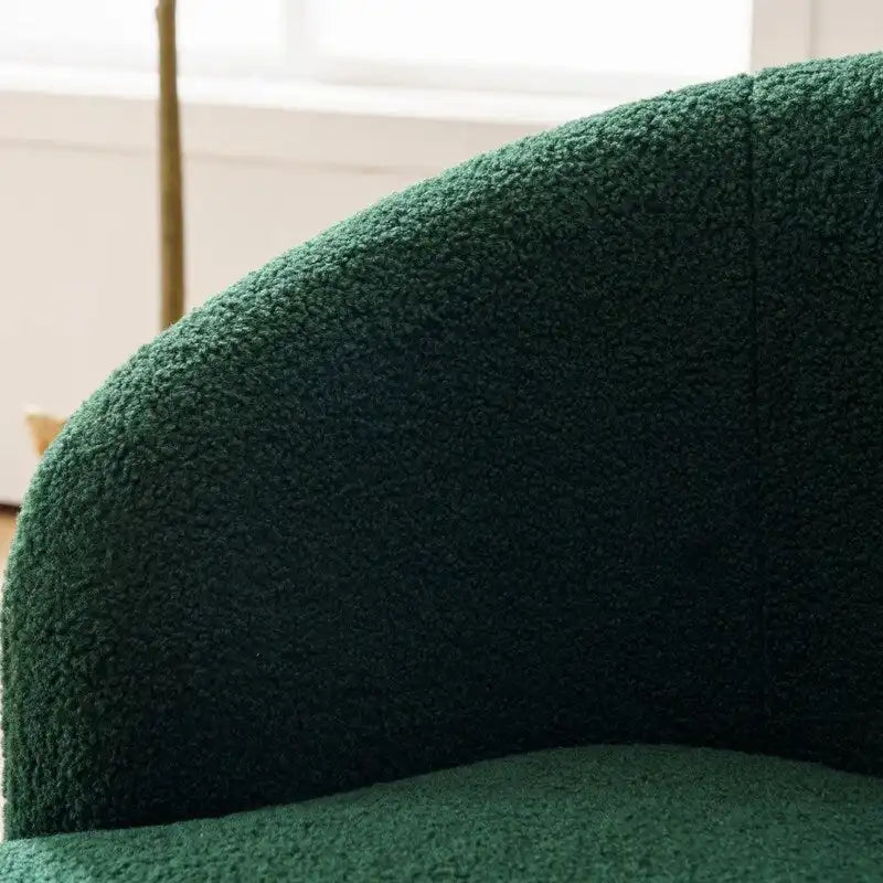 Fauteuil pivotant en tissu bouclette avec anneau en métal thermolaqué