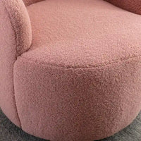 Fauteuil pivotant en tissu bouclette avec anneau en métal thermolaqué