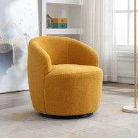 Fauteuil pivotant en tissu bouclette avec anneau en métal thermolaqué