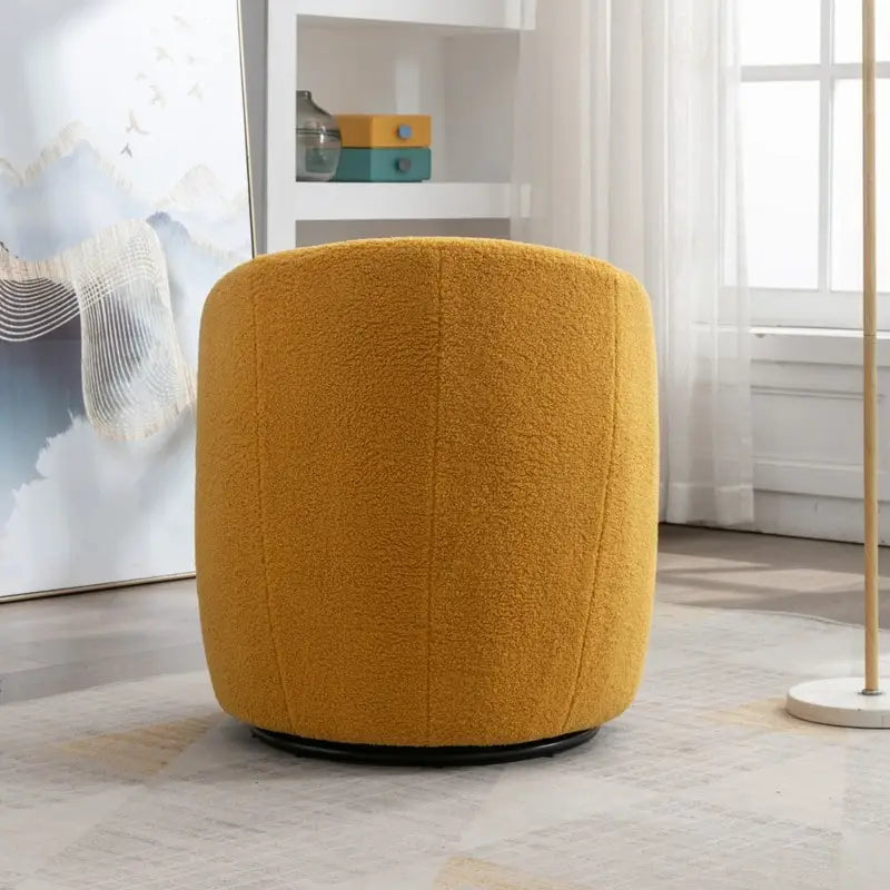 Fauteuil pivotant en tissu bouclette avec anneau en métal thermolaqué