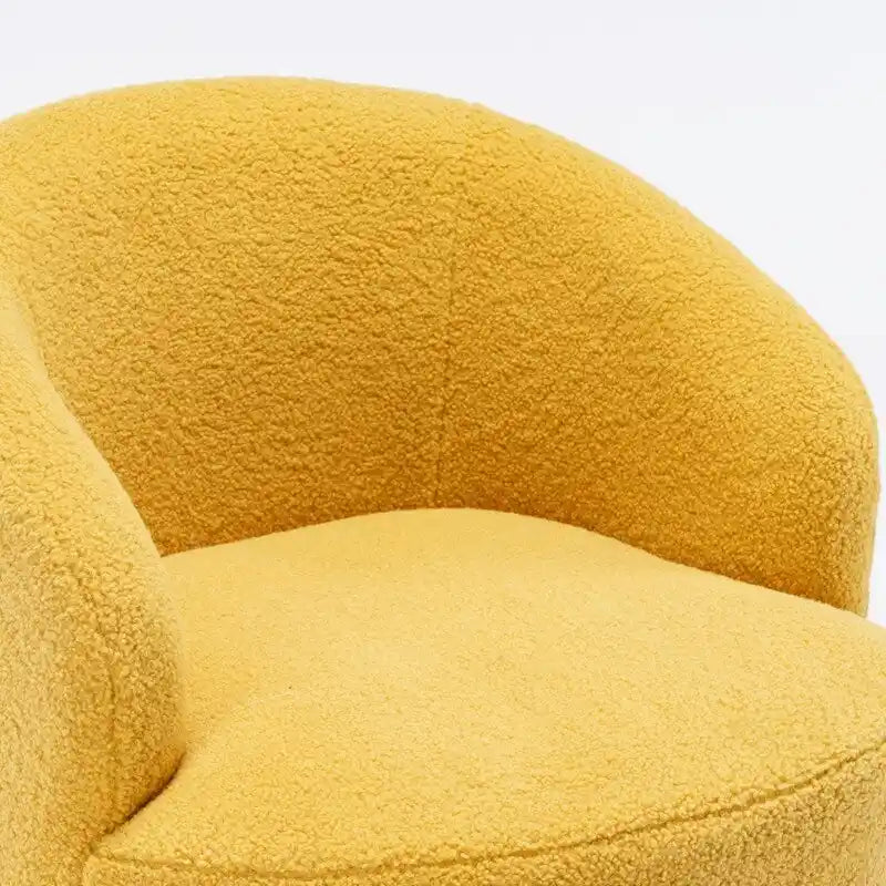 Fauteuil pivotant en tissu bouclette avec anneau en métal thermolaqué