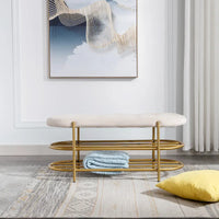 Banc de salon SEYNAR 40 en velours avec double range-chaussures