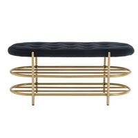 Banc de salon SEYNAR 40 en velours avec double range-chaussures