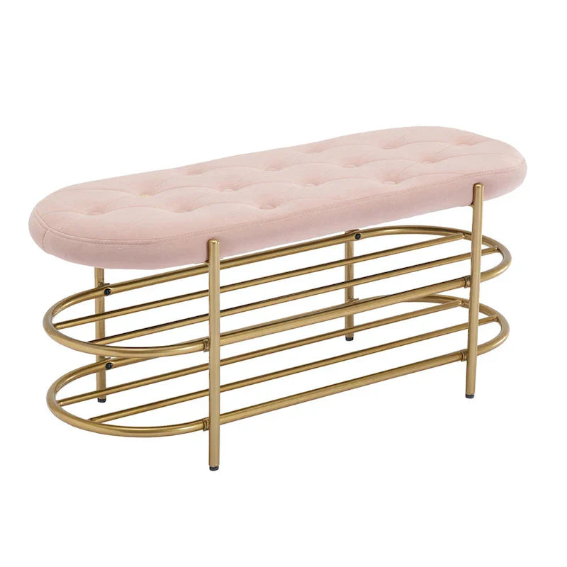 Banc de salon SEYNAR 40 en velours avec double range-chaussures