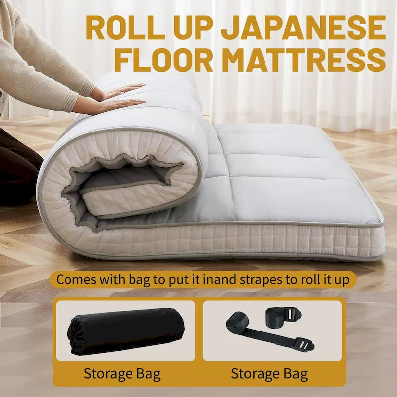 Matelas Futon Japonais Enroulable de Sol DoCred avec Sac de Rangement