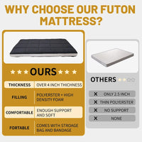 Matelas Futon Japonais Enroulable de Sol DoCred avec Sac de Rangement