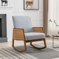 Chaise berçante moderne SEYNAR en cuir PU avec accoudoirs en rotin