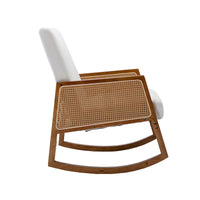 Chaise berçante moderne SEYNAR en cuir PU avec accoudoirs en rotin