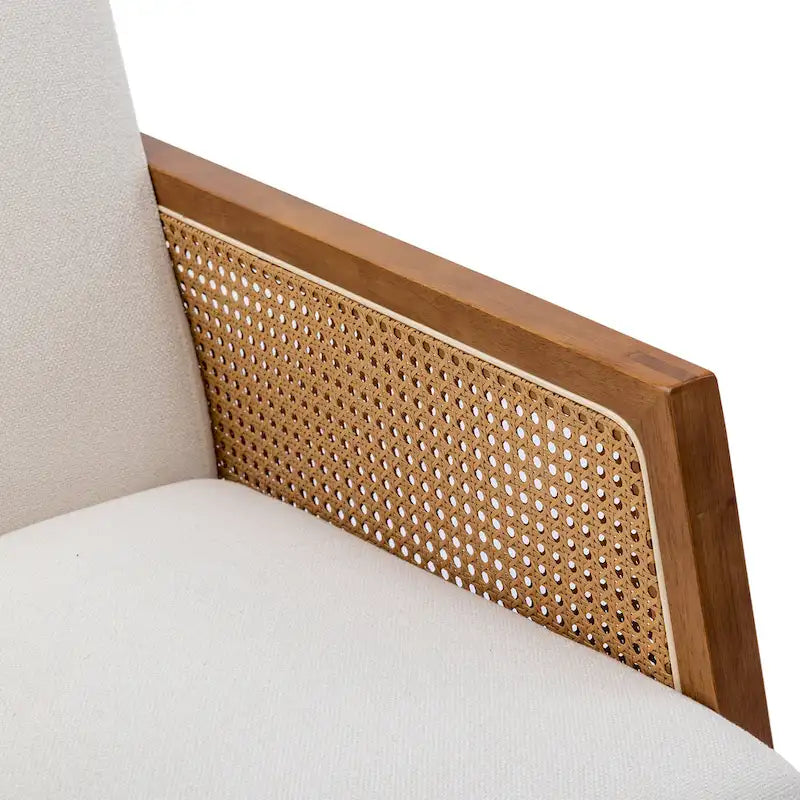 Chaise berçante moderne SEYNAR en cuir PU avec accoudoirs en rotin