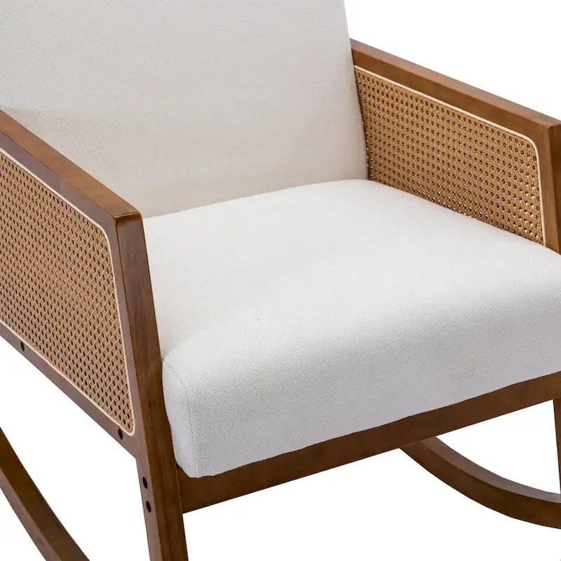 Chaise berçante moderne SEYNAR en cuir PU avec accoudoirs en rotin