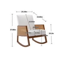 Chaise berçante moderne SEYNAR en cuir PU avec accoudoirs en rotin