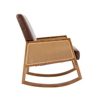 Chaise berçante moderne SEYNAR en cuir PU avec accoudoirs en rotin