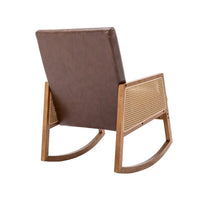 Chaise berçante moderne SEYNAR en cuir PU avec accoudoirs en rotin