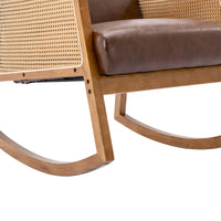 Chaise berçante moderne SEYNAR en cuir PU avec accoudoirs en rotin