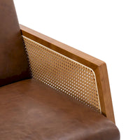 Chaise berçante moderne SEYNAR en cuir PU avec accoudoirs en rotin