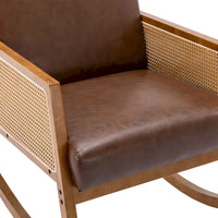 Chaise berçante moderne SEYNAR en cuir PU avec accoudoirs en rotin
