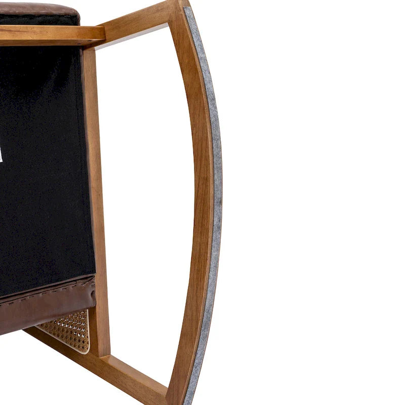 Chaise berçante moderne SEYNAR en cuir PU avec accoudoirs en rotin