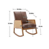 Chaise berçante moderne SEYNAR en cuir PU avec accoudoirs en rotin