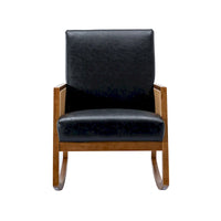 Chaise berçante moderne SEYNAR en cuir PU avec accoudoirs en rotin