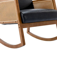 Chaise berçante moderne SEYNAR en cuir PU avec accoudoirs en rotin