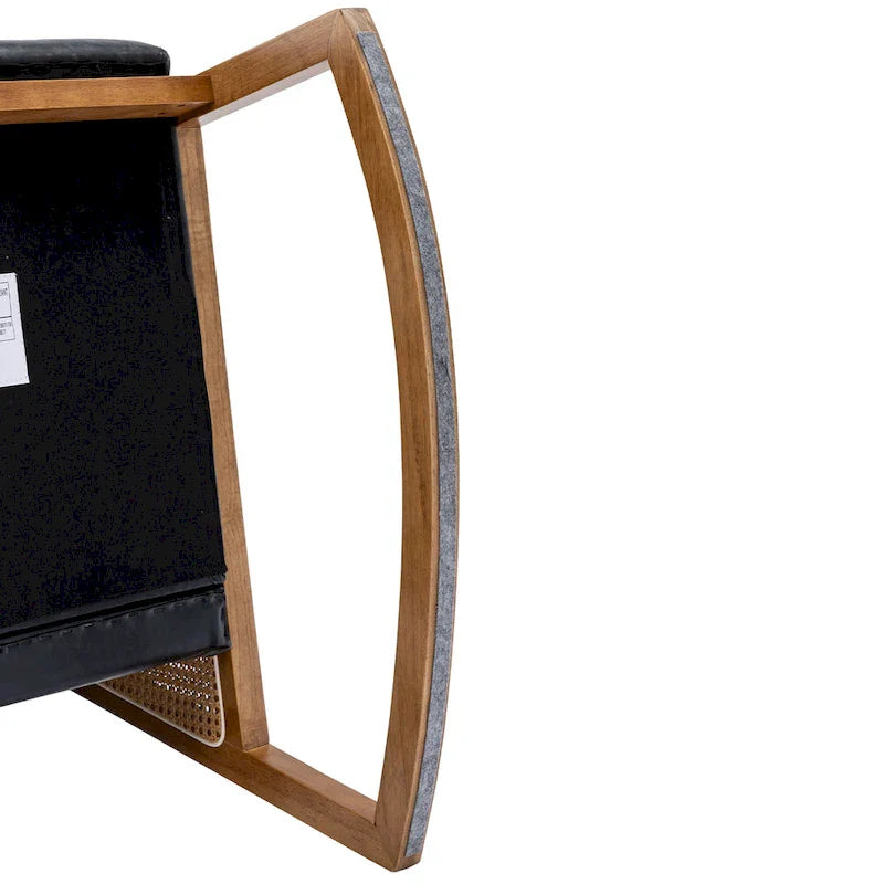 Fauteuil à bascule moderne SEYNAR en cuir PU avec accoudoirs en rotin