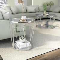 Ensemble de tables basses Gable Glam en verre 2 pièces avec étagère par Furniture of America
