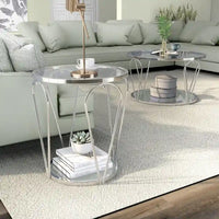 Ensemble de tables basses Gable Glam en verre 2 pièces avec étagère par Furniture of America
