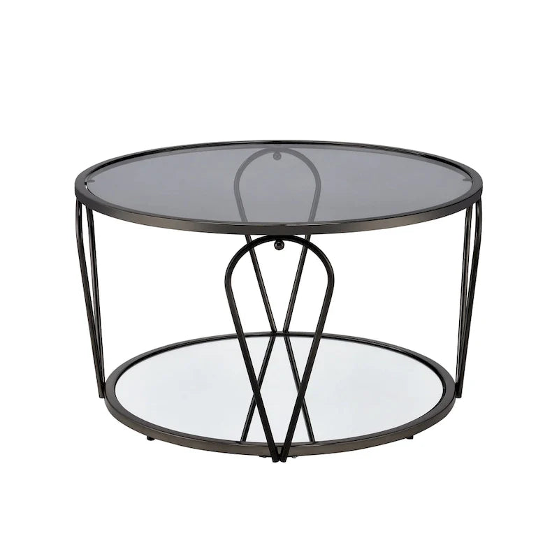 Ensemble de tables basses Gable Glam en verre 2 pièces avec étagère par Furniture of America