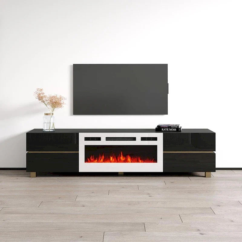Meuble TV avec cheminée électrique Bono 01 WH-EF