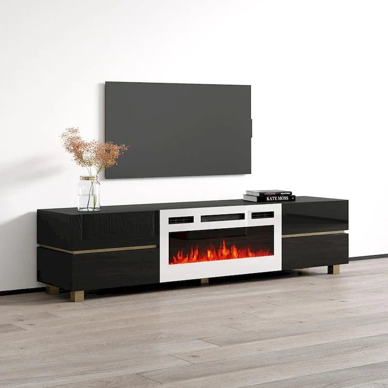 Meuble TV avec cheminée électrique Bono 01 WH-EF
