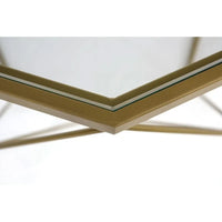 Table basse octogonale moderne Malibu 29 avec plateau en verre trempé et base géométrique en métal robuste pour salon et bureau
