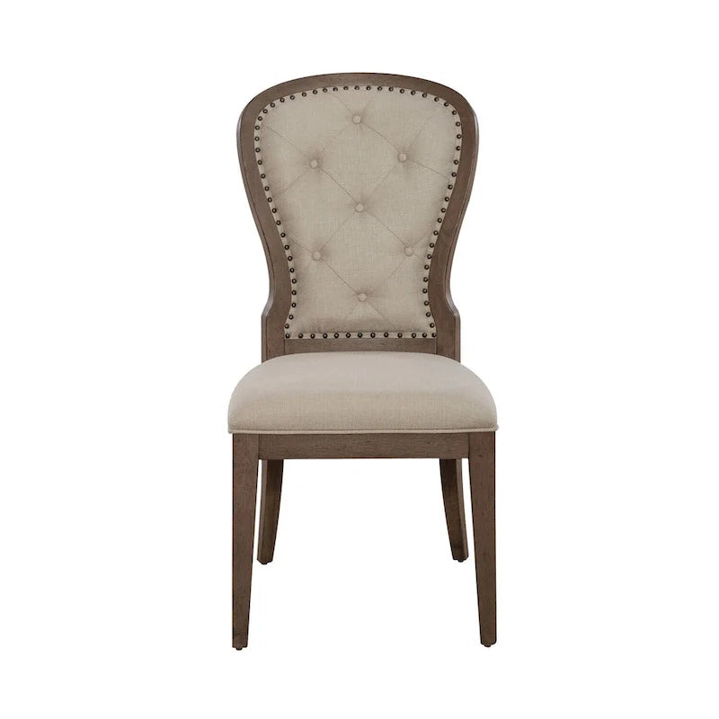 Chaise d'appoint à dossier capitonné rembourrée style ferme Americana (lot de 2)