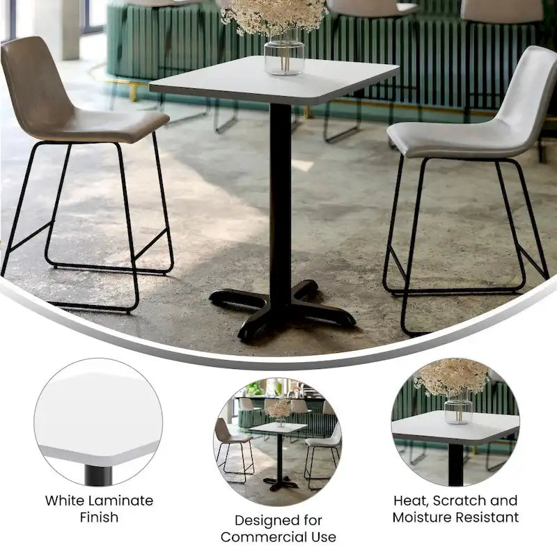 Plateau de table rectangulaire stratifié 24 x 30 avec base de table hauteur 22 x 22 - 24L x 30P x 31,125H