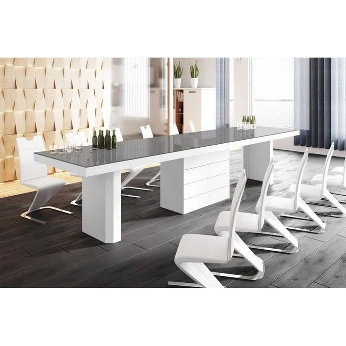 Table à manger moderne extensible haute brillance VOLOS