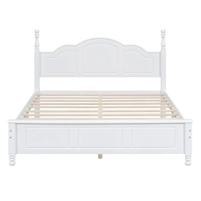 Ensemble de lit plateforme en bois au design rétro Queen/Full avec 2 tables de chevet, 3 pièces