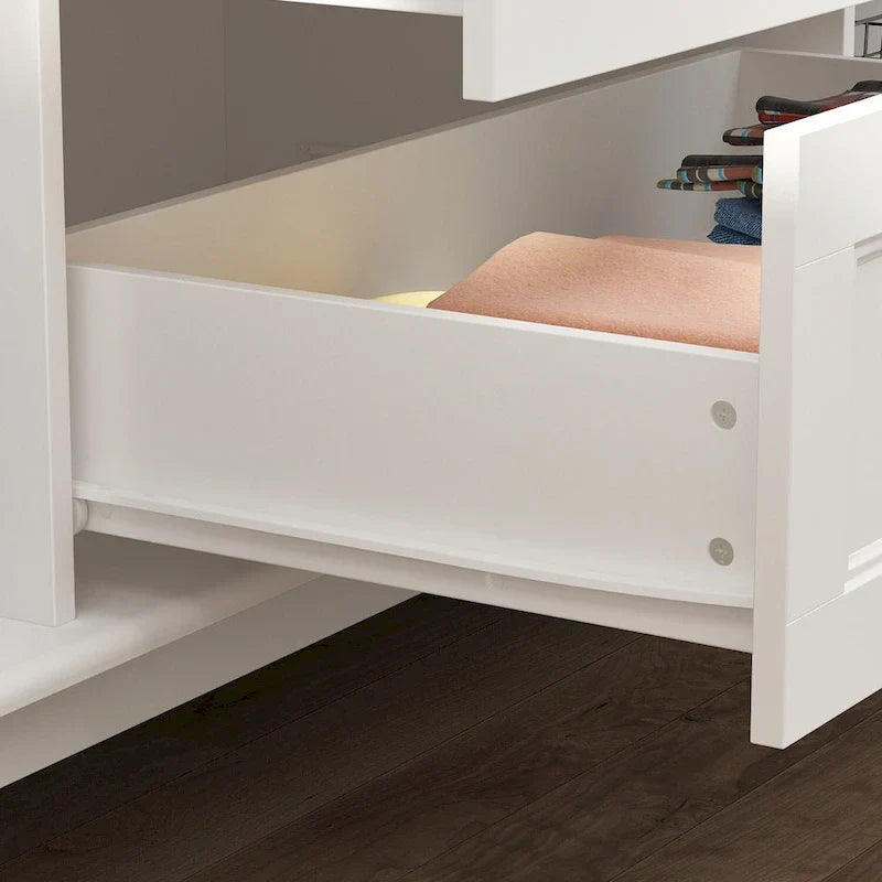 Armoire autonome traditionnelle 2 tiroirs en bois pour maison en laque blanche - 63Lx71.3